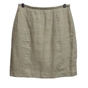 Etan Linen Mini Pencil Skirt Women Size 4 Preppy Closet Staple Neutral Career